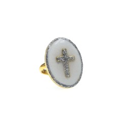 Bague GM Croix/ blanc