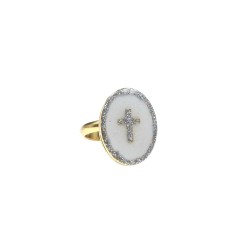 Bague PM croix/ blanc