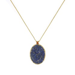 Collier fil OR avec médaillon lapis-lazuli