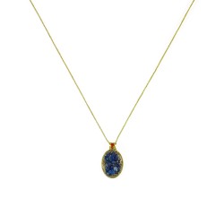 Collier fil OR avec PM médaillon Lapiz lazuli