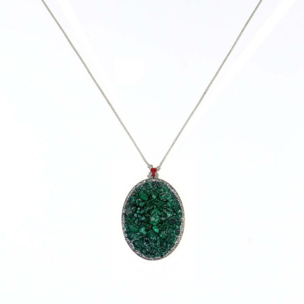 Collier fil OR avec médaillon Malachite vanessa simon