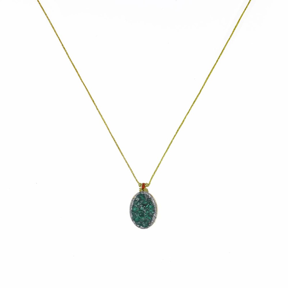 Collier fil OR avec PM médaillon Malachite vanessa simon