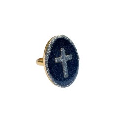 Bague GM Croix/ noir