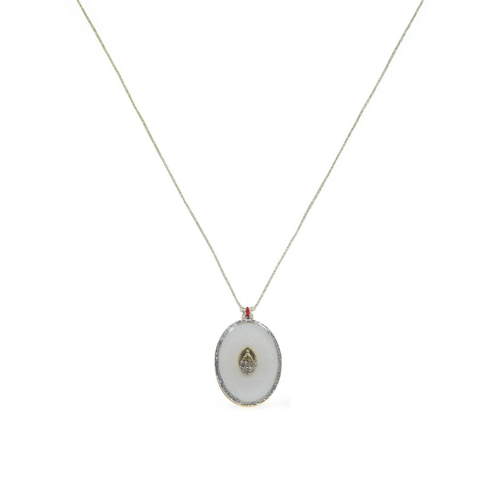 Collier fil argent Madone MM fond blanc