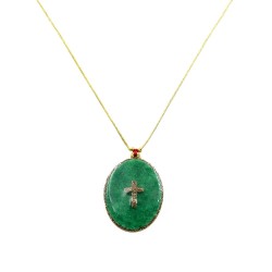 Collier fil or Croix fond...