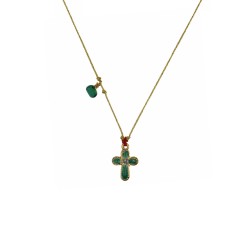 Collier croix malachite