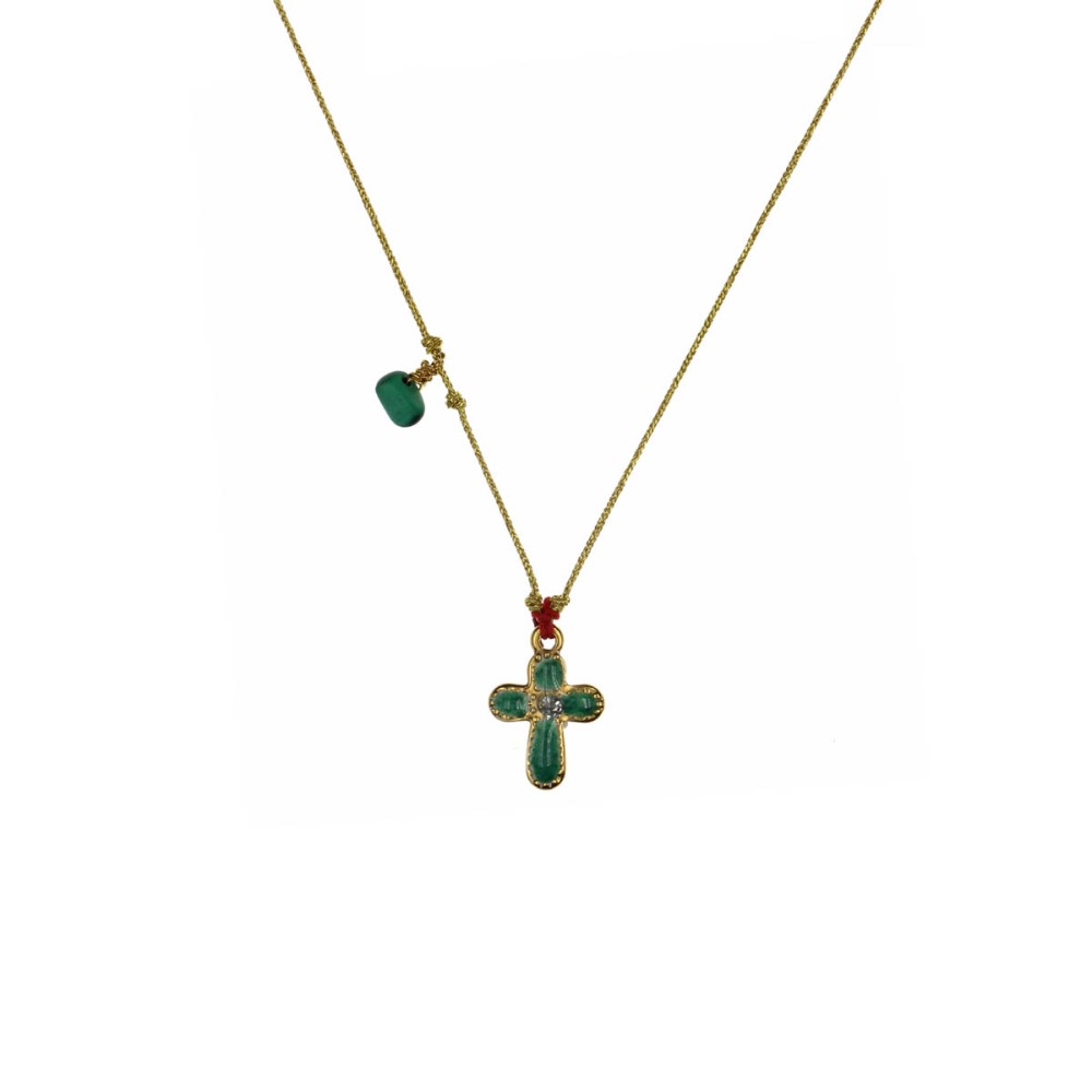 Collier croix malachite