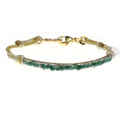 Bracelet demi-jonc malachite réglable