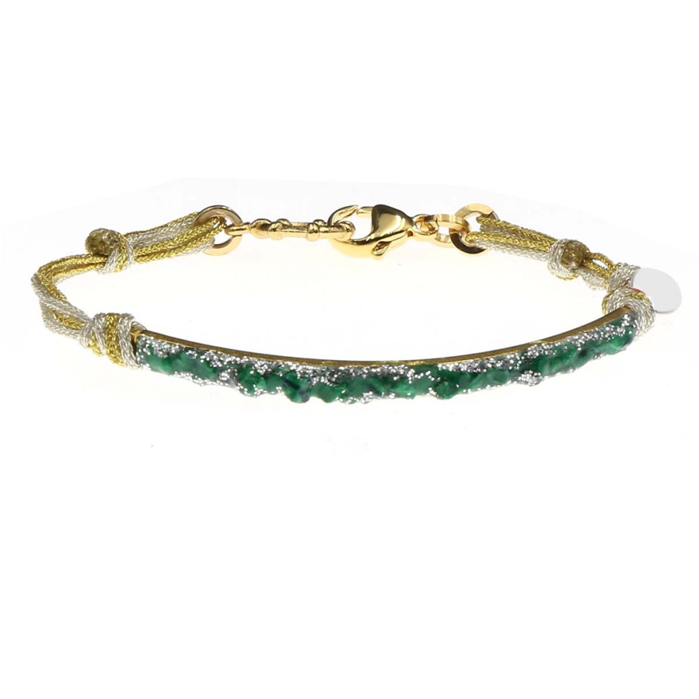 Bracelet demi-jonc malachite réglable