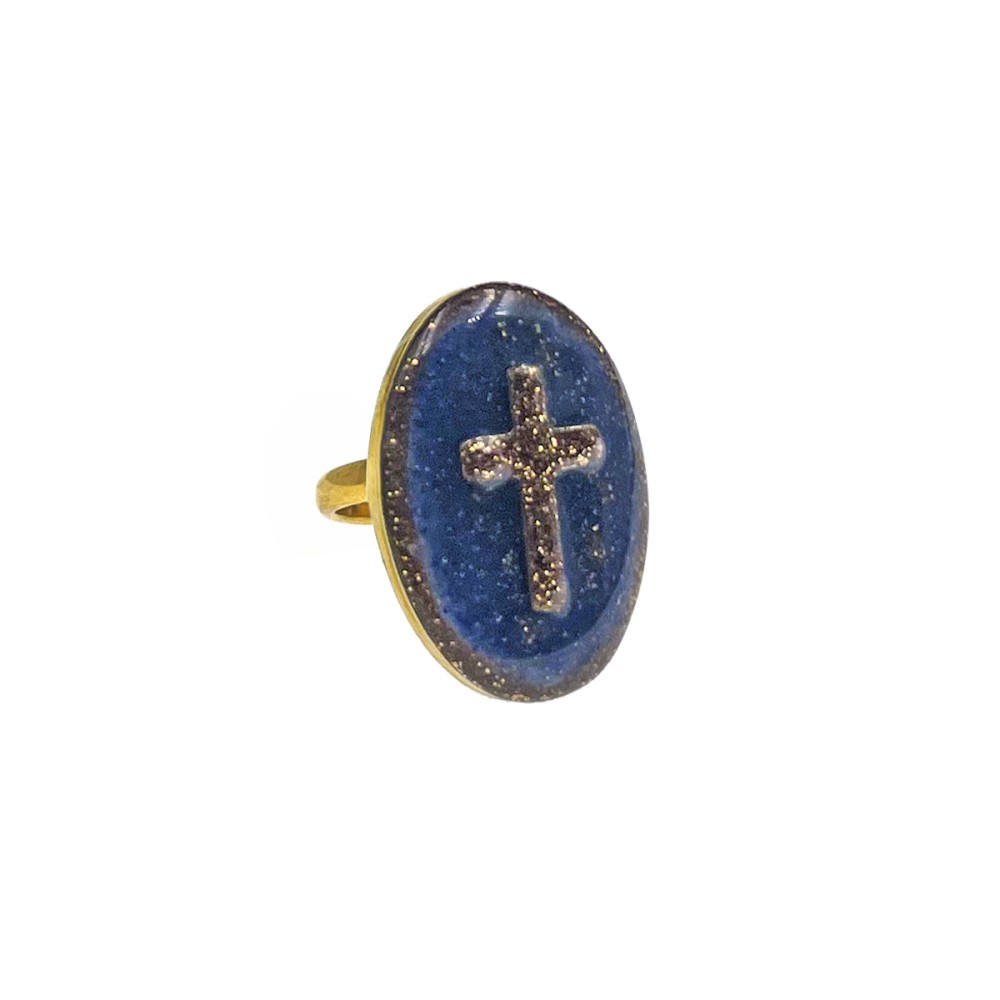 Bague GM lapis-lazuli  avec croix