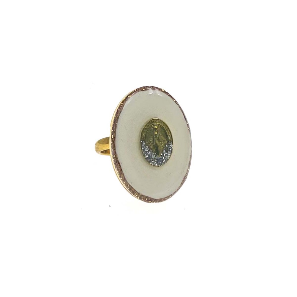 Bague GM émail blanc  madone vanessa simon