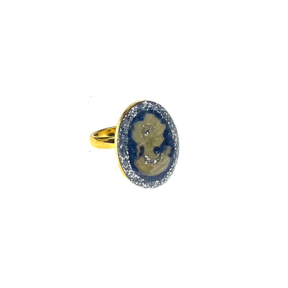 Bague PM lapis-lazuli  avec Camé vanessa simon