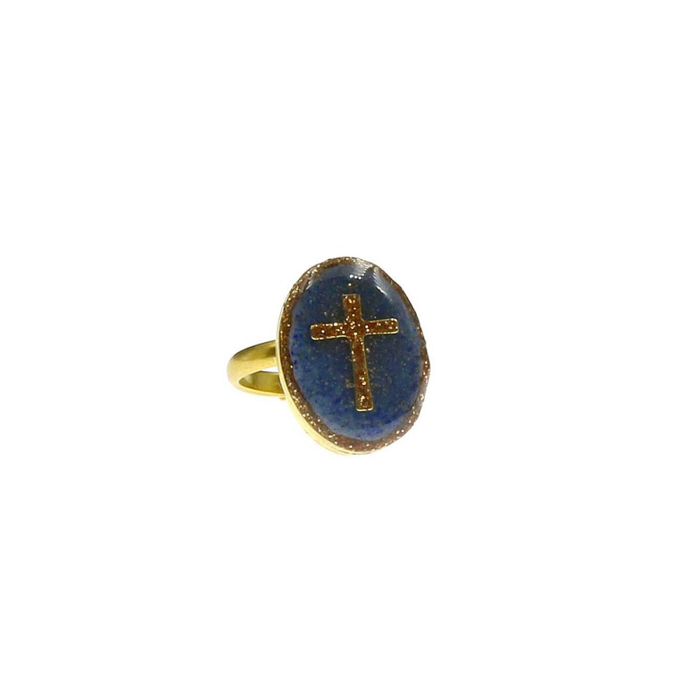 Bague Croix en Lapis-Lazuli PM vanessa simon