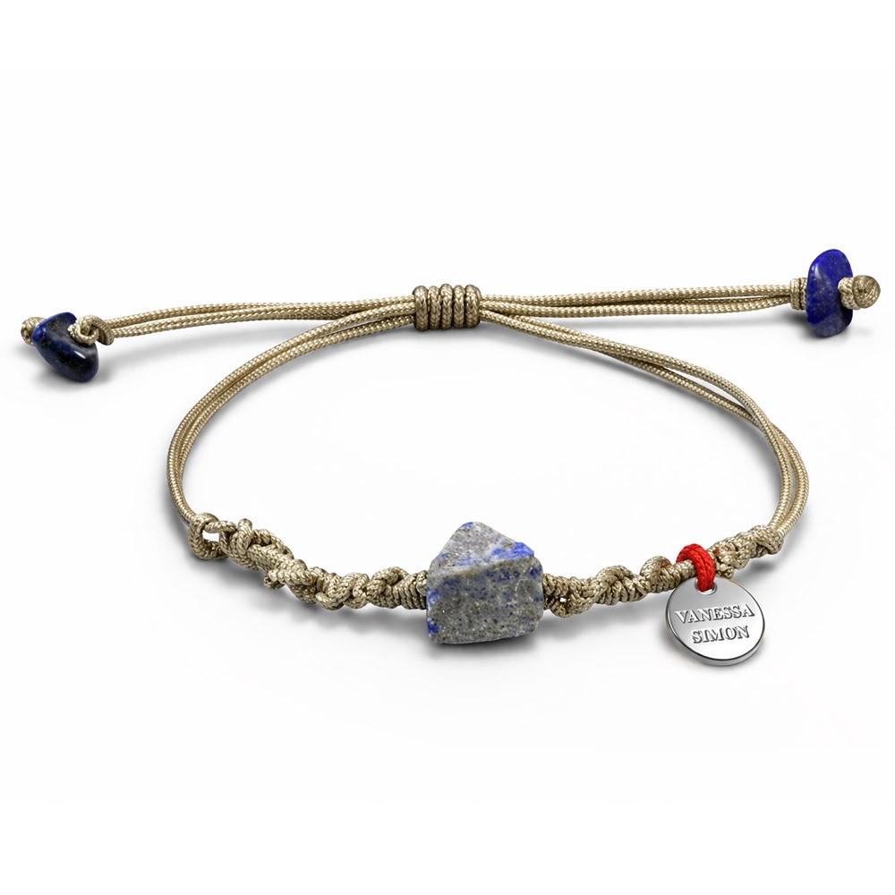 Bracelet Lapis lazuli fil grise