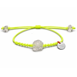 Bracelet Cristal de Roche  fil fluo jaune