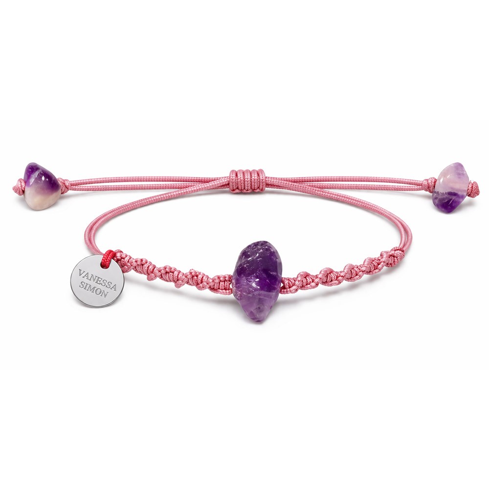 Bracelet Amethyste fil rose poudré
