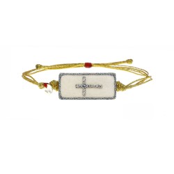 Bracelet émail blanc croix, vanessa simon