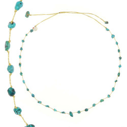 Collier turquoise fil or