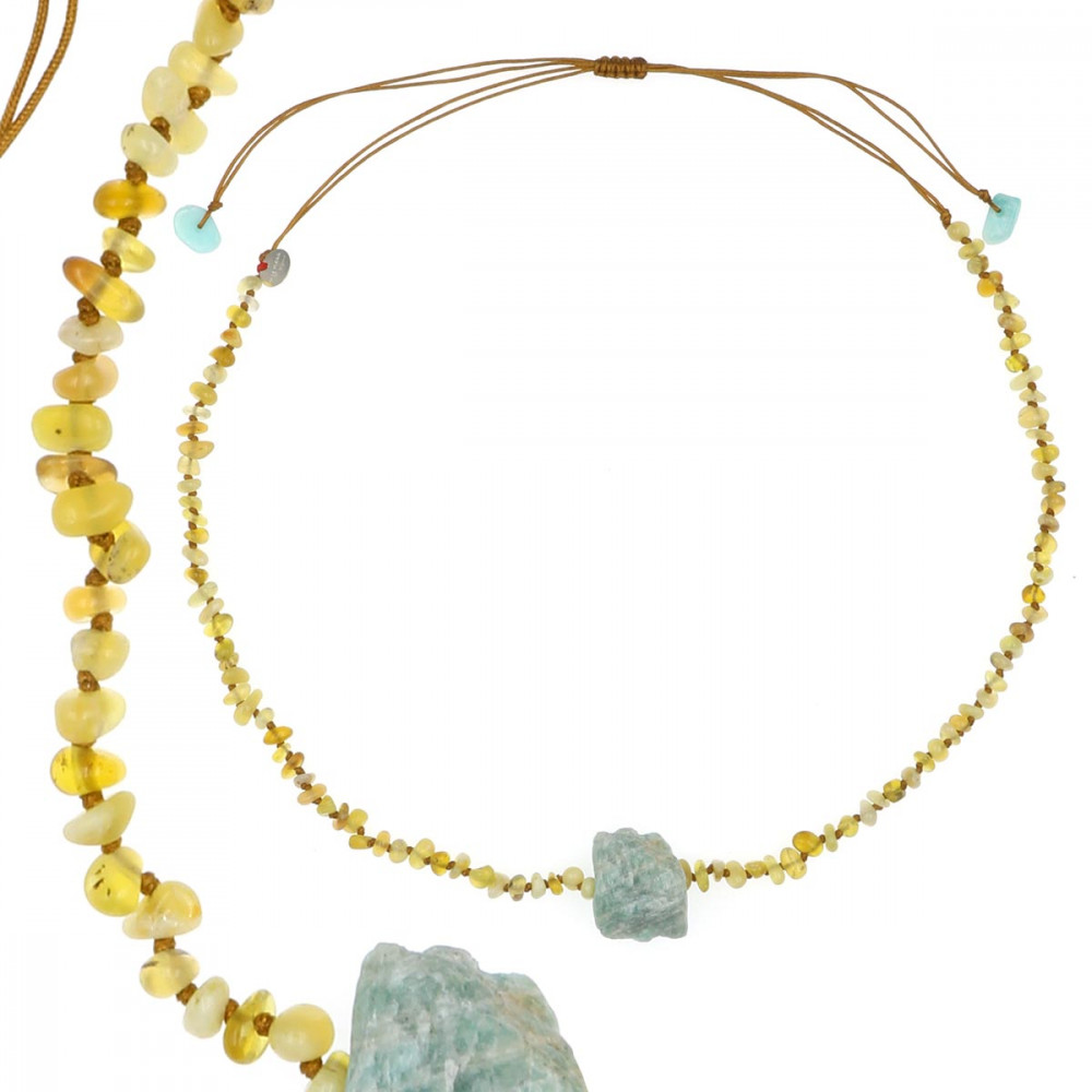 Collier Amazonite - Opale jaune